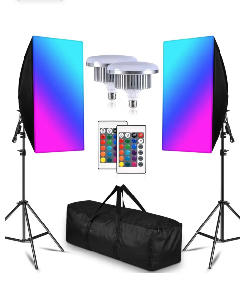 Iluminus Kit de Luces Led RGB Con Softbox IL-YX-RGX02
