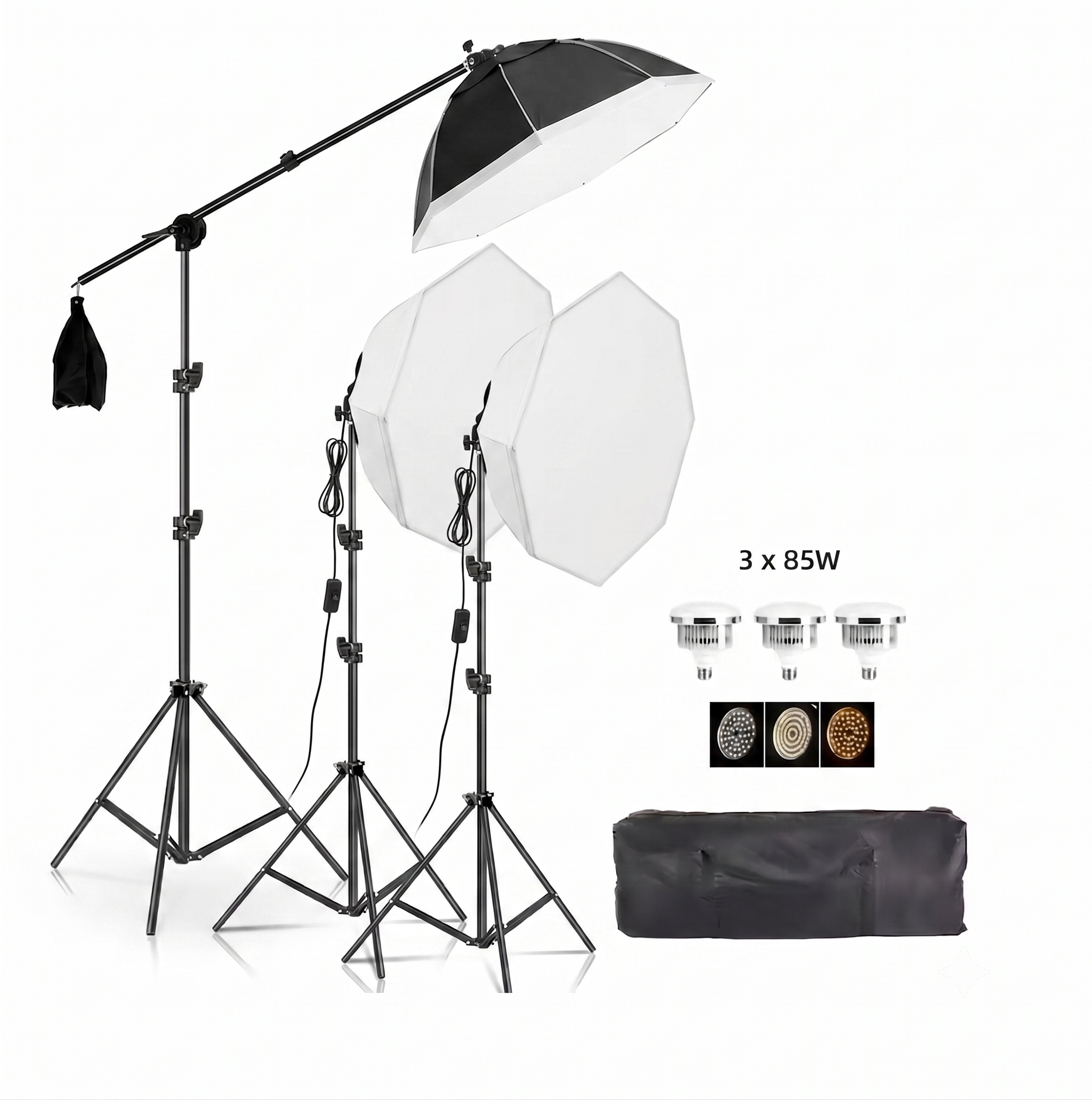 Iluminus IL-YX-DP03 Kit 3 Luces Bicolor Con Softbox y Jirafa