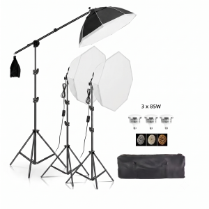 Iluminus IL-YX-DP03 Kit 3 Luces Bicolor Con Softbox y Jirafa
